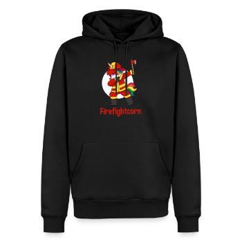 Fireman unicorn - Men’s Premium Organic Hoodie - black - Front - Nico (187cm)