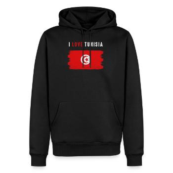 Tunisie - Sweat à capuche Premium bio Homme - noir - Devant - Nico (187cm)