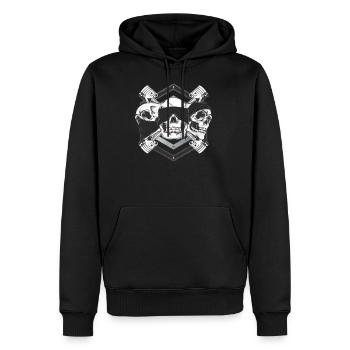 Motorradfahrer Biker Totenkopf - Männer Premium Bio Hoodie - Schwarz - Vorne - Nico (187cm)
