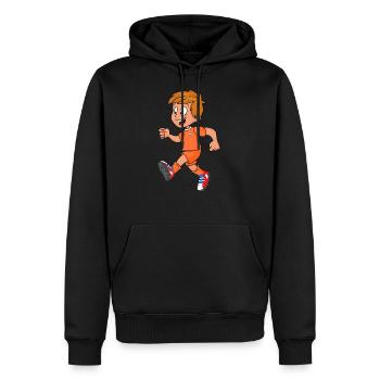 Footballeur Equipe nationale Hollande Oranje - Sweat à capuche Premium bio Homme - noir - Devant - Nico (187cm)