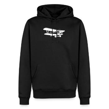 Flugzeug Propeller Doppeldecker T-Shirt - Männer Premium Bio Hoodie - Schwarz - Vorne - Nico (187cm)