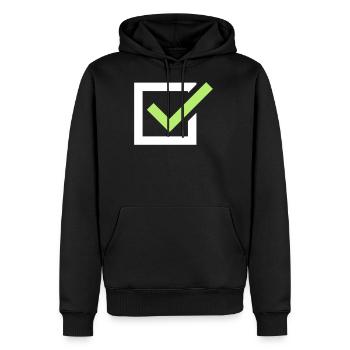 tick tick mark - Men’s Premium Organic Hoodie - black - Front - Nico (187cm)