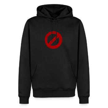 Stopp kein Geschenk mit rotem Symbol eingeben - Männer Premium Bio Hoodie - Schwarz - Vorne - Nico (187cm)