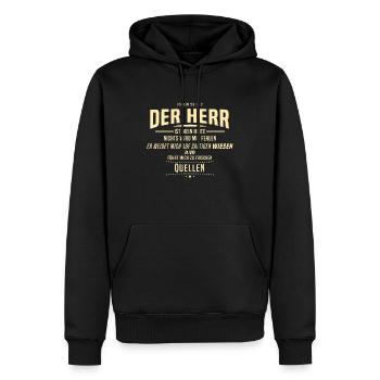 Hoffnung für alle, Psalm, Bibelvers, Hirte, Herr - Männer Premium Bio Hoodie - Schwarz - Vorne - Nico (187cm)