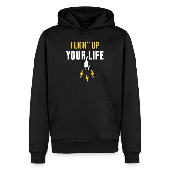Elektriker Elektrotechnik Glühbirne Geschenk - Männer Premium Bio Hoodie - Schwarz - Vorne - Nico (187cm)