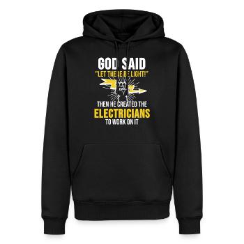 Cadeau de dieu électricien génie électrique - Sweat à capuche Premium bio Homme - noir - Devant - Nico (187cm)