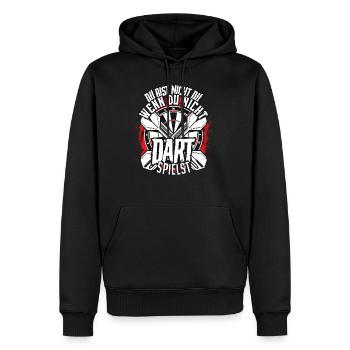 Joueur de fléchettes - Sweat à capuche Premium bio Homme - noir - Devant - Nico (187cm)