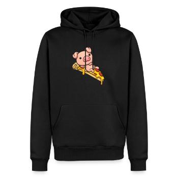 Schweineliegende Pizza Süßes Geschenk - Männer Premium Bio Hoodie - Schwarz - Vorne - Nico (187cm)