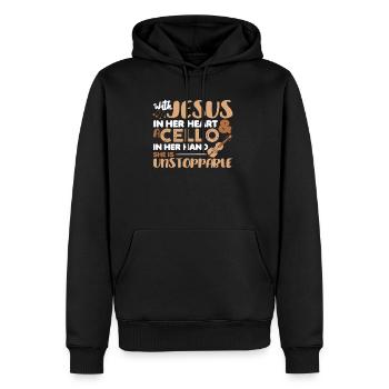 Jesus in ihrem Herzen Cello in der Hand Cellist - Männer Premium Bio Hoodie - Schwarz - Vorne - Nico (187cm)