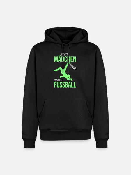 Echte Mädchen Spielen Fussball Frauenfußball - Männer Premium Bio Hoodie - Schwarz