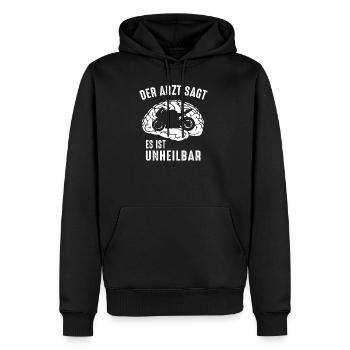Motorrad Leidenschaft Arzt sagt es ist unheilbar - Männer Premium Bio Hoodie - Schwarz - Vorne - Nico (187cm)