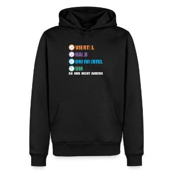 Uhrzeiten in Ostdeutschland Ossi Uhr Viertel Halb - Männer Premium Bio Hoodie - Schwarz - Vorne - Nico (187cm)