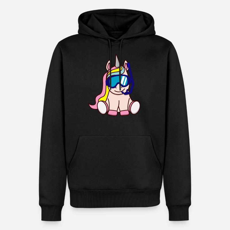 Taucher Einhorn Geschenkidee Geschenk - Männer Premium Bio Hoodie - Schwarz