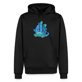 Bébé dinosaure heureux - Sweat à capuche Premium bio Homme - noir - Devant - Nico (187cm)