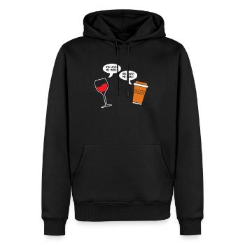 Vin et café argument caféine amour - Sweat à capuche Premium bio Homme - noir - Devant - Nico (187cm)