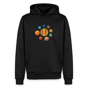 Planet Solar System Sun Logo Space - Sweat à capuche Premium bio Homme - noir - Devant - Nico (187cm)