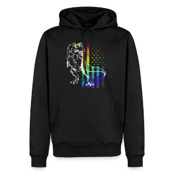 Pride Rainbow dinosaure T-Rex Gay PRIDE FLAG USA - Sweat à capuche Premium bio Homme - noir - Devant - Nico (187cm)