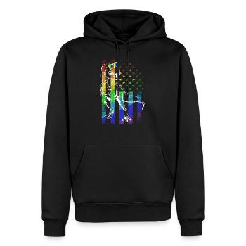 Drôle de T-Rex Gay Pride drapeau des dinosaures Gay - Sweat à capuche Premium bio Homme - noir - Devant - Nico (187cm)