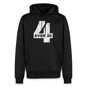 Forever 29 witziges Geburtstagsshirt für immer 29 - Männer Premium Bio Hoodie - Schwarz - Vorne - Nico (187cm)