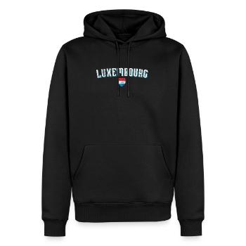 Impression luxembourgeoise | Graphique drapeau luxembourgeois - Sweat à capuche Premium bio Homme - noir - Devant - Nico (187cm)
