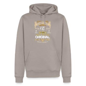 Vintage 65 ans - Sweat à capuche Premium bio Homme - taupe - Devant - Nico (187cm)