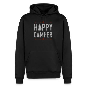 Camping - Camper - Campfire - Shirt - happy camper - Männer Premium Bio Hoodie - Schwarz - Vorne - Nico (187cm)