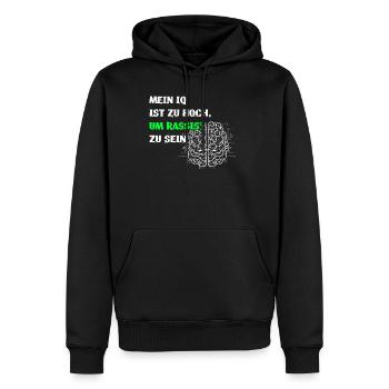 gegen Rassismus, Gegen Nazis, gegen Rechts, - Männer Premium Bio Hoodie - Schwarz - Vorne - Nico (187cm)