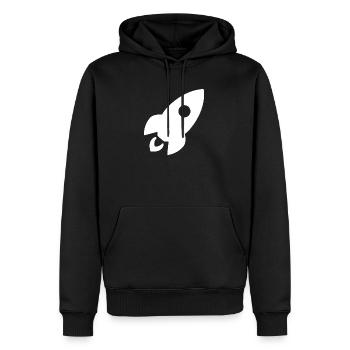 Fusée en blanc cadeau - Sweat à capuche Premium bio Homme - noir - Devant - Nico (187cm)