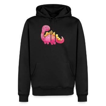 Jolie fille en relief 3D avec dinosaures rose - Sweat à capuche Premium bio Homme - noir - Devant - Nico (187cm)