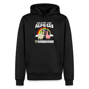 Steh auf Alpakas Regenbogen Mama Kind süß Geschenk - Männer Premium Bio Hoodie - Schwarz - Vorne - Nico (187cm)