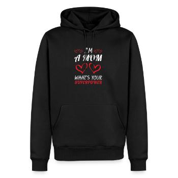 Mom Superpower - Mutter - Shirt - Männer Premium Bio Hoodie - Schwarz - Vorne - Nico (187cm)
