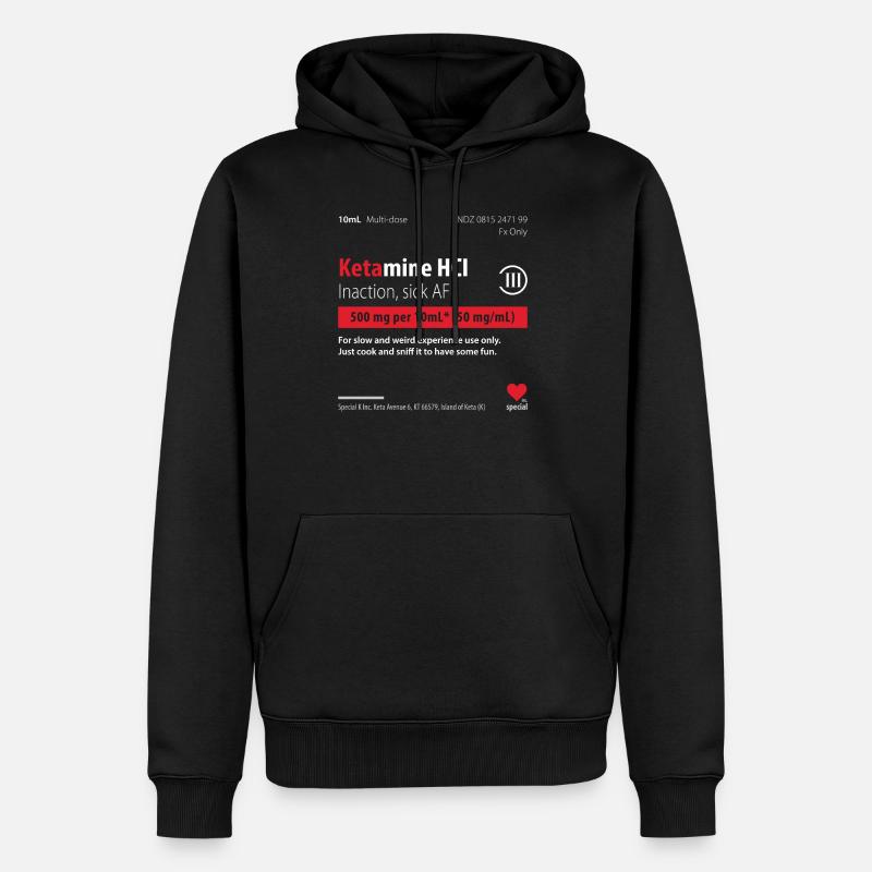 Drogue tshirt kétamine - Sweat à capuche Premium bio Homme - noir