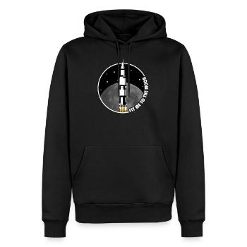 50 ans d'atterrissage sur la lune - Sweat à capuche Premium bio Homme - noir - Devant - Nico (187cm)