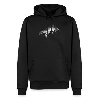 Renard et forêt - Sweat à capuche Premium bio Homme - noir - Devant - Nico (187cm)