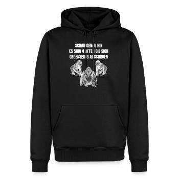 4 Affen Die Sich Gegenseitig Anschauen Affe Spruch - Männer Premium Bio Hoodie - Schwarz - Vorne - Nico (187cm)