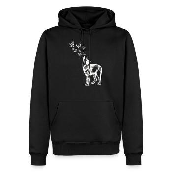 Wolf and butterflies - Men’s Premium Organic Hoodie - black - Front - Nico (187cm)