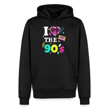 90s Motto 90s Retro Nineties Ninties Party - Men’s Premium Organic Hoodie - black - Front - Nico (187cm)