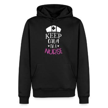 infirmière - Sweat à capuche Premium bio Homme - noir - Devant - Nico (187cm)