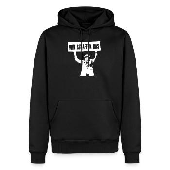 Merkel Wir schaffen das - Männer Premium Bio Hoodie - Schwarz - Vorne - Nico (187cm)