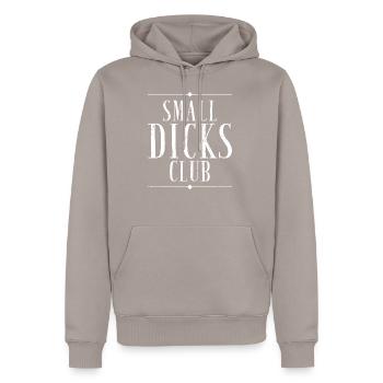 JGA Tshirt Männer Bräutigam Small Dicks Club - Männer Premium Bio Hoodie - Taupe - Vorne - Nico (187cm)