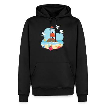 Leuchtturm Strand - Männer Premium Bio Hoodie - Schwarz - Vorne - Nico (187cm)