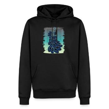 Blauer Pfau Pfauvogel Tropenvogel - Männer Premium Bio Hoodie - Schwarz - Vorne - Nico (187cm)