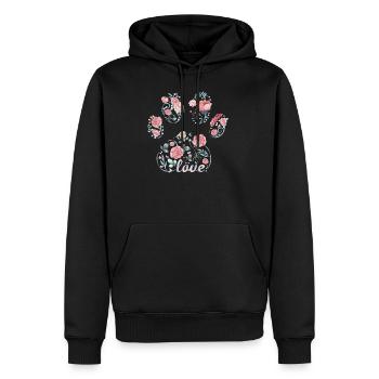 Tee Shirt Coeur De Chien Patte Dames - Sweat à capuche Premium bio Homme - noir - Devant - Nico (187cm)