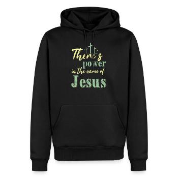 theres power au nom de la chemise de jésus - Sweat à capuche Premium bio Homme - noir - Devant - Nico (187cm)