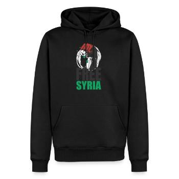 Free Syria T-Shirt Syrien Flagge: Syrien Flagge Ob - Männer Premium Bio Hoodie - Schwarz - Vorne - Nico (187cm)