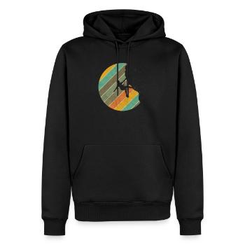 Kletter Retro Wander Berge Karabiner Geschenk - Männer Premium Bio Hoodie - Schwarz - Vorne - Nico (187cm)