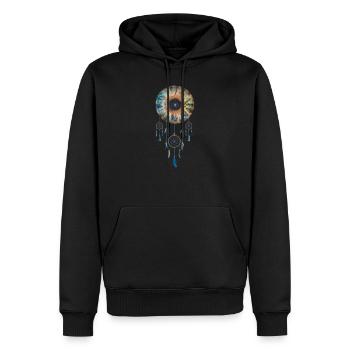 Capteur de rêves, iris, cadeau spirituel - Sweat à capuche Premium bio Homme - noir - Devant - Nico (187cm)