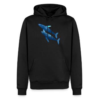 zwei Wale - Männer Premium Bio Hoodie - Schwarz - Vorne - Nico (187cm)