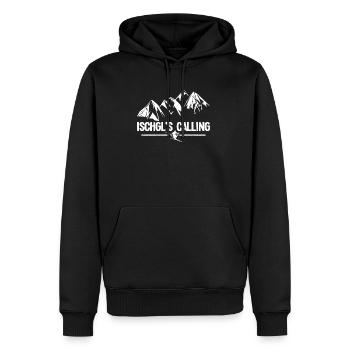 Ischgl's Calling - Männer Premium Bio Hoodie - Schwarz - Vorne - Nico (187cm)