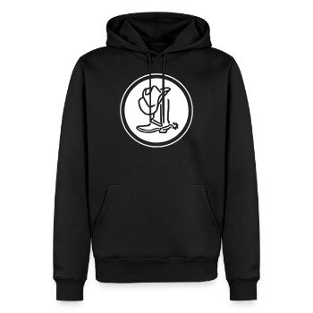 chapeau de cow-boy et chaussure en cercle - Sweat à capuche Premium bio Homme - noir - Devant - Nico (187cm)